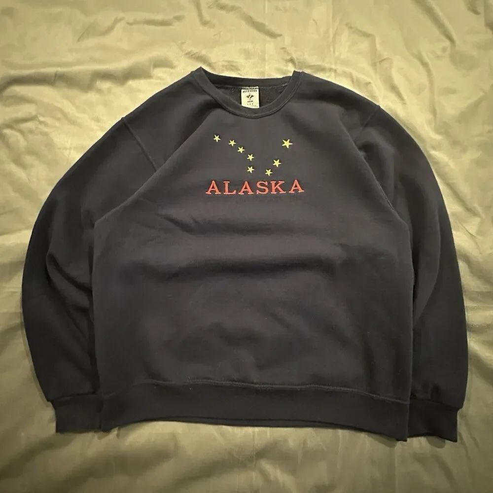 Vintage Alaska Big Dipper Constellation Sweatshirt Navy Blue Mens M Crewneck 00s
